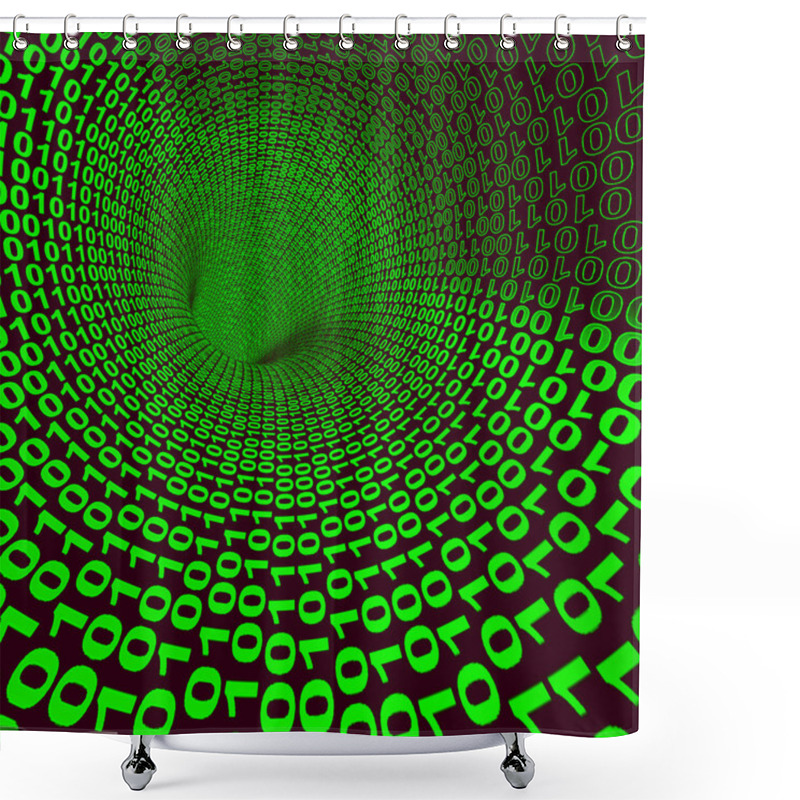 Personality  Abstract Binary Code Tunnel Showing Technology And Computing Shower Curtains