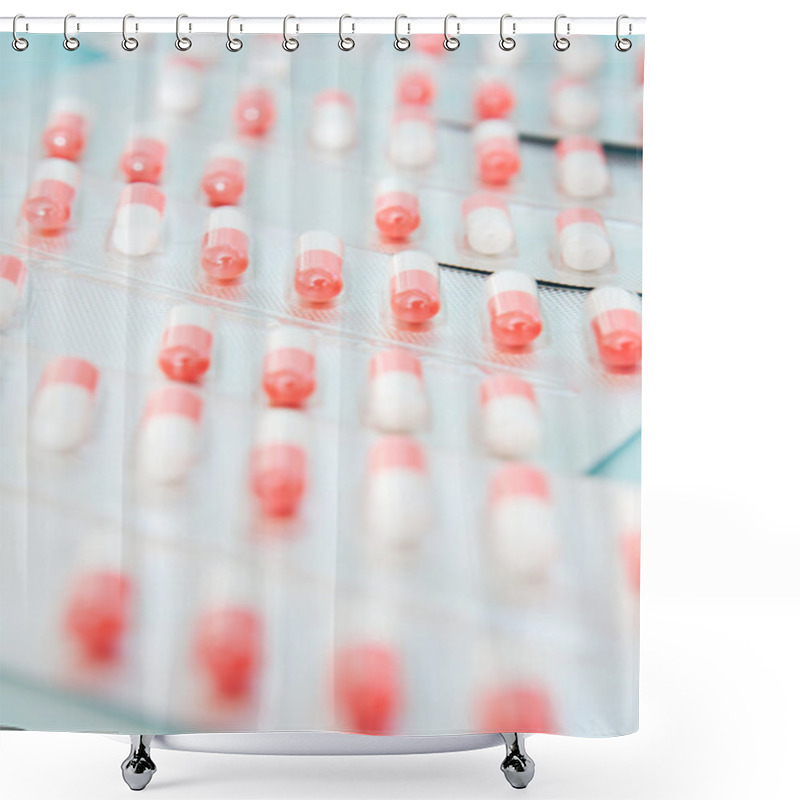 Personality  Packs Of Medicine Capsules Shower Curtains