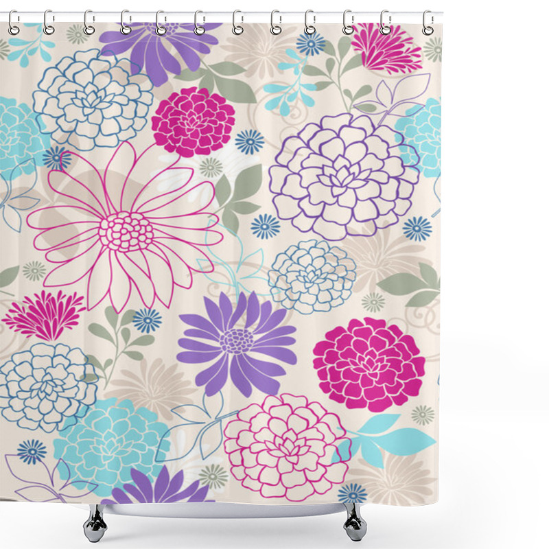 Personality  Flowers Seamless Repeat Pattern Shower Curtains