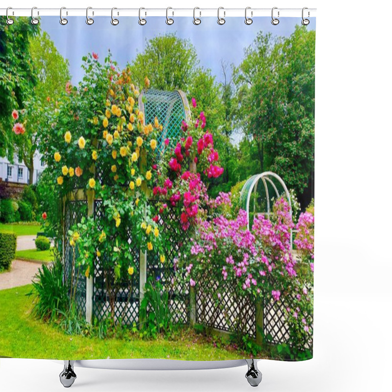 Personality  Beautiful Rose Garden In A Small Park Of Square Rene Le Gall In Paris Shower Curtains