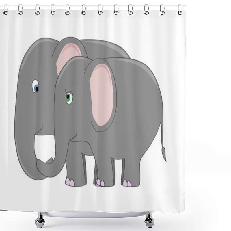 Personality  Elephant Couple Shower Curtains