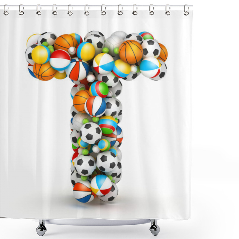 Personality  Letter T, Gaming Balls Alphabet Shower Curtains