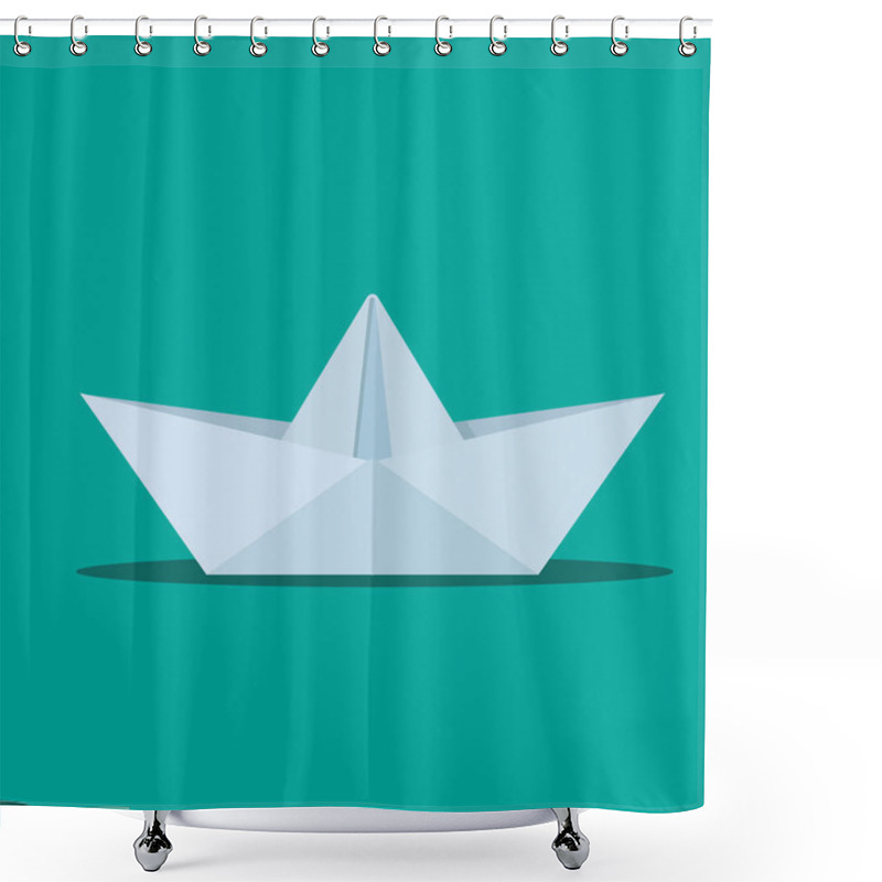 Personality  Origami Paper Boat Vector Flat Design. Shower Curtains