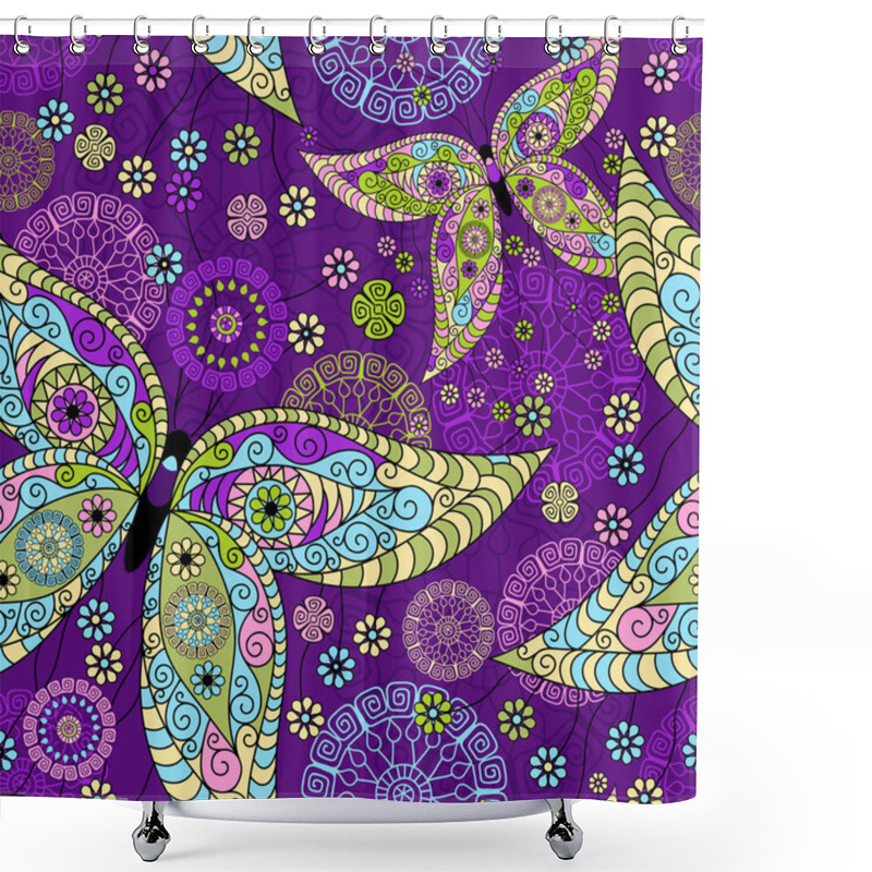 Personality  Seamless Spring Violet Pattern Shower Curtains