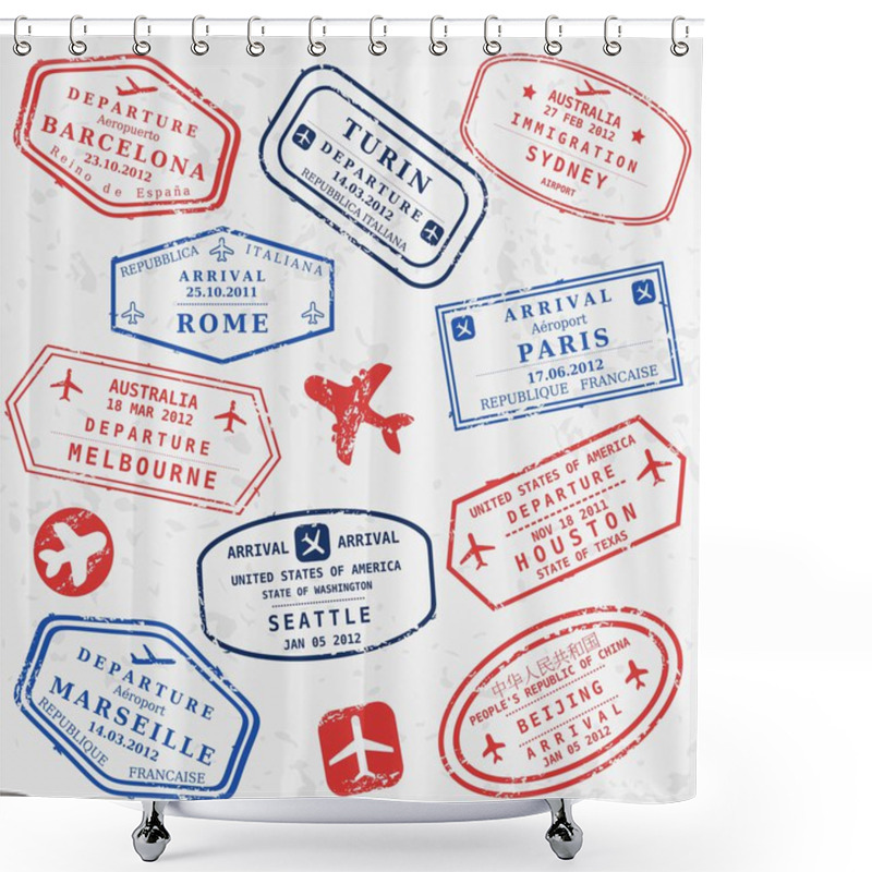 Personality  Travel Stamps Shower Curtains