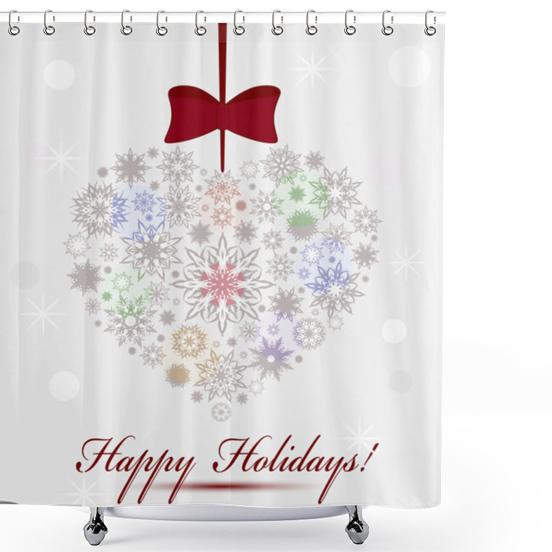 Personality  Vector Illustration Of A Christmas Heart Made With Snowflakes Is Shower Curtains