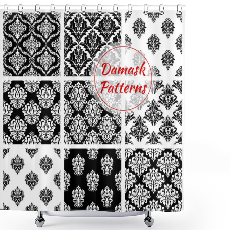 Personality  Old Damask Or Damasque Seamless Pattern Background Shower Curtains