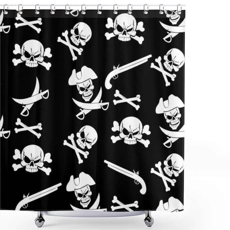 Personality  Jolly Roger Seamless Pattern Shower Curtains