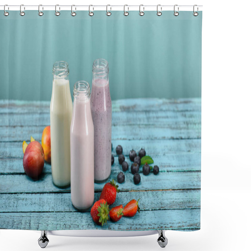 Personality  Milkshakes In Glass Bottles   Shower Curtains