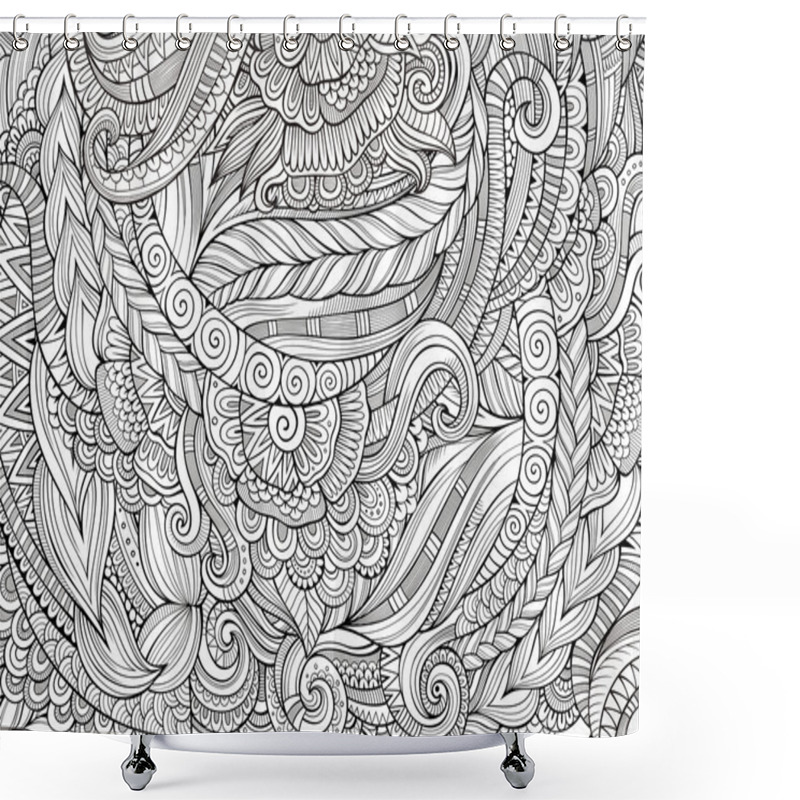 Personality  Abstract Sketchy Decorative Doodles Hand Drawn Ethnic Pattern Shower Curtains