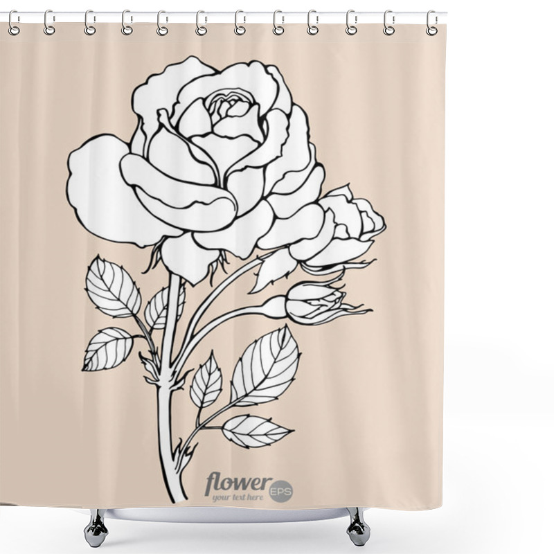 Personality  Rose Isolated. Vector. Hand Drawn Artwork Shower Curtains