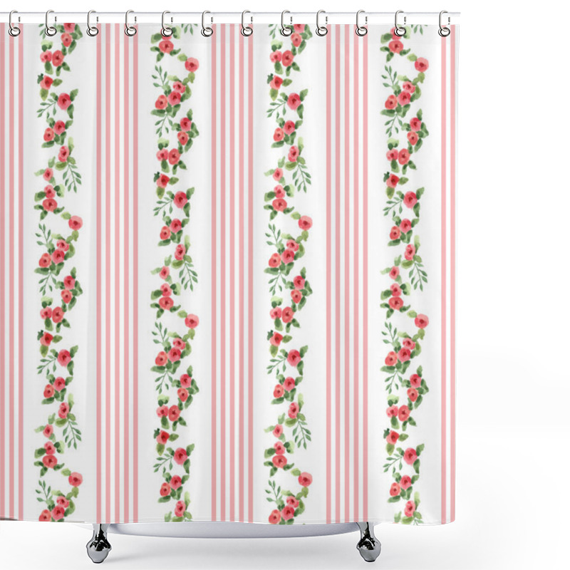 Personality  English Floral Pattern With Stripes Shower Curtains