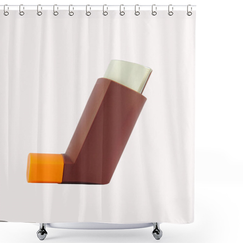 Personality  Asthma Inhaler On White Background Shower Curtains