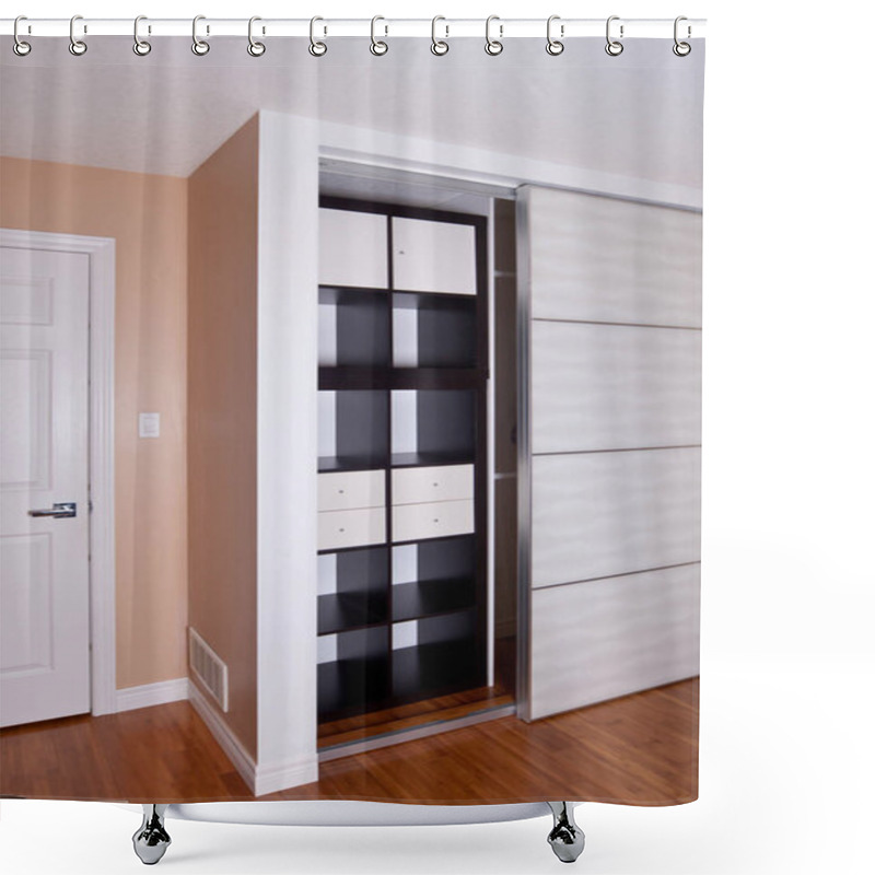 Personality  Built-in Closet With Sliding Door Shelving Storage Organization  Shower Curtains