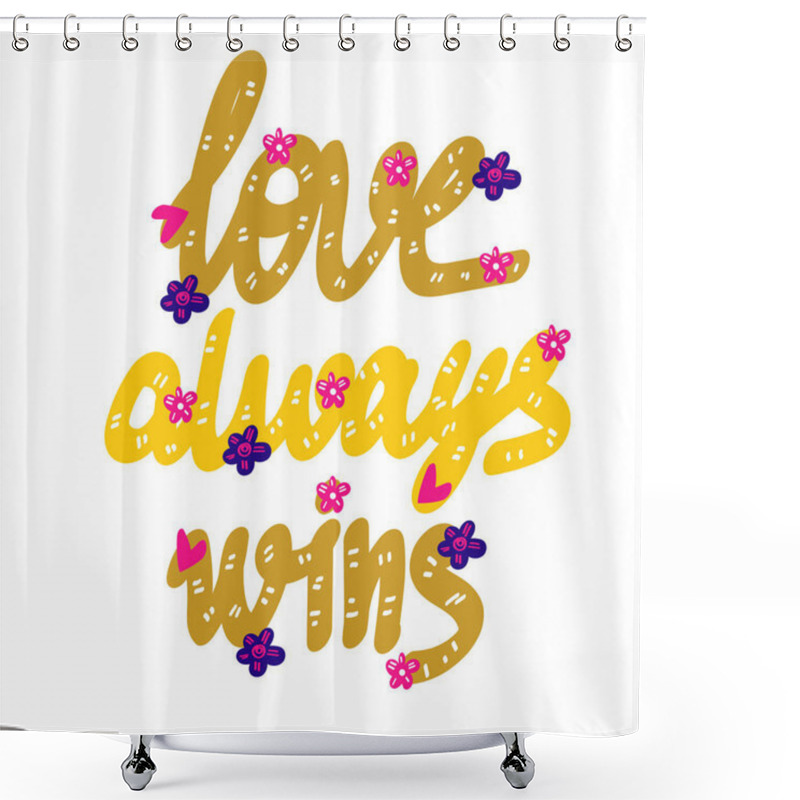 Personality  Love Always Wing Lettering Vector. Love Phrases Calligraphy. Valentine Day Text With Hearts And Flowers. Decorative Letters Shower Curtains