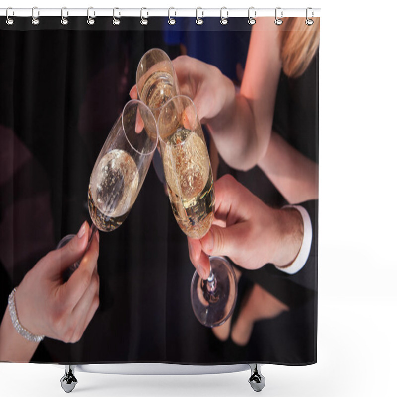 Personality  Friends Toasting Champagne At Nightclub Shower Curtains