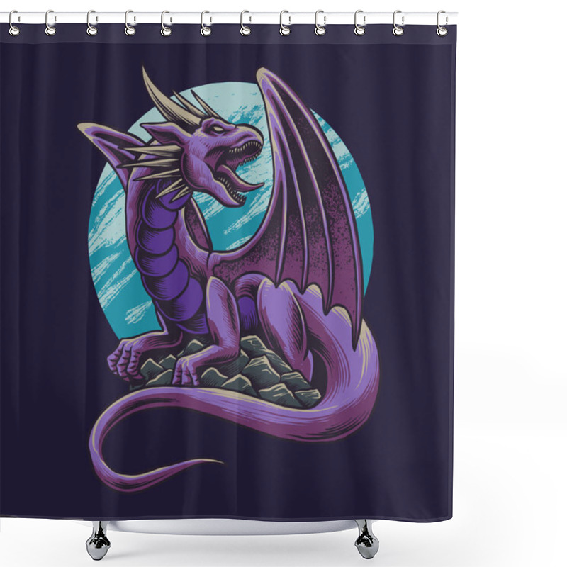 Personality  Great Monster Dragon Vector Illustration Shower Curtains