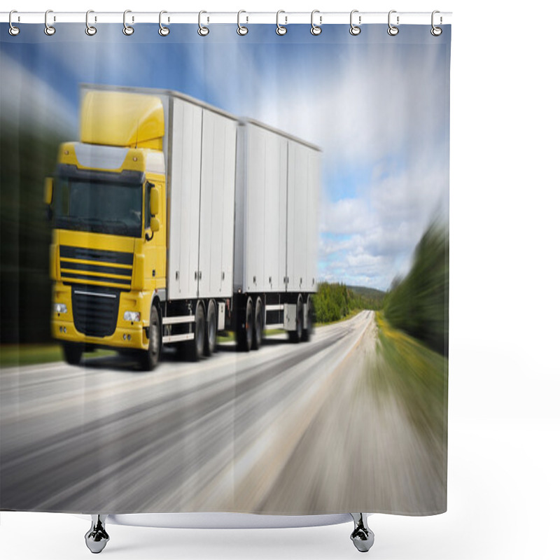 Personality  Truck Driving On Country-road Shower Curtains