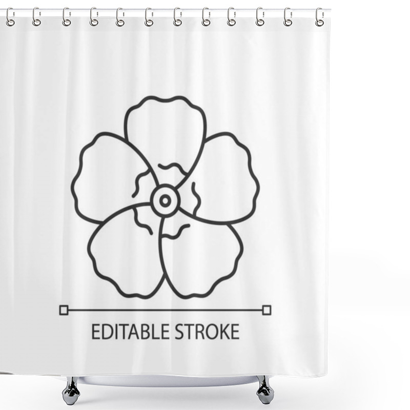 Personality  Hibiscus Syriacus Linear Icon. Rose Of Sharon. Chinese Flower. Exotic Bloom. Tropical Bloom. Thin Line Customizable Illustration. Contour Symbol. Vector Isolated Outline Drawing. Editable Stroke Shower Curtains