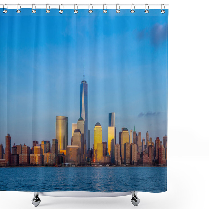 Personality  Manhattan Skyline From Jersey At Twilight, New York City Shower Curtains