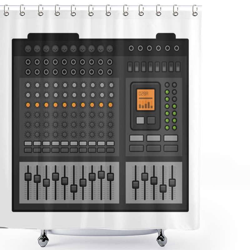 Personality  Studio Sound Mixer. Music Equalizer Console. Vector Shower Curtains