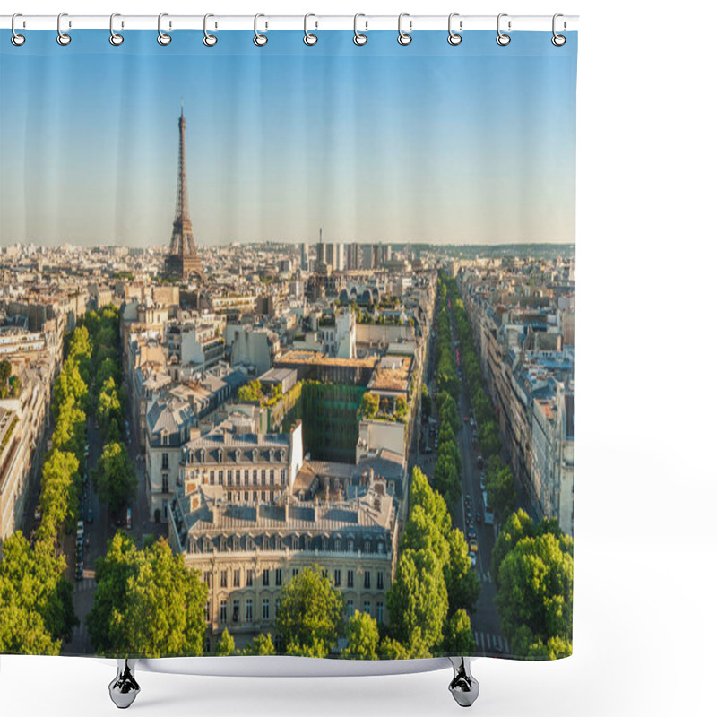 Personality  Skyline Of Paris With Eiffel Tower At Dusk Shower Curtains