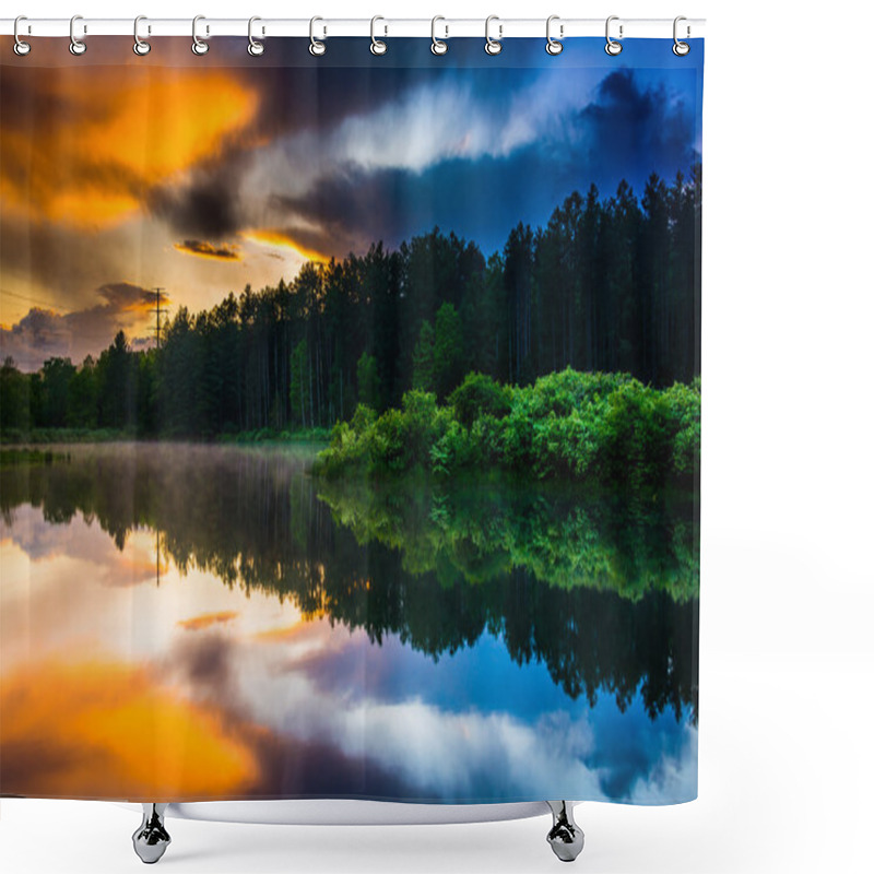 Personality  Sunset Sky Reflecting In A Pond At Delaware Water Gap National R Shower Curtains