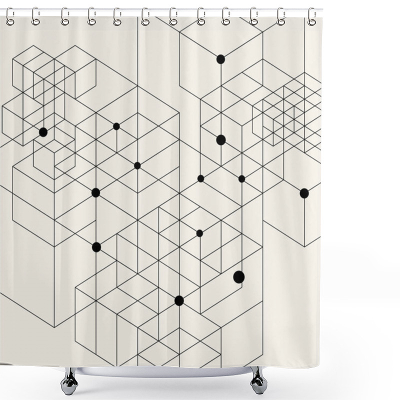 Personality  Modern Black Techno Geometric Pattern Shower Curtains