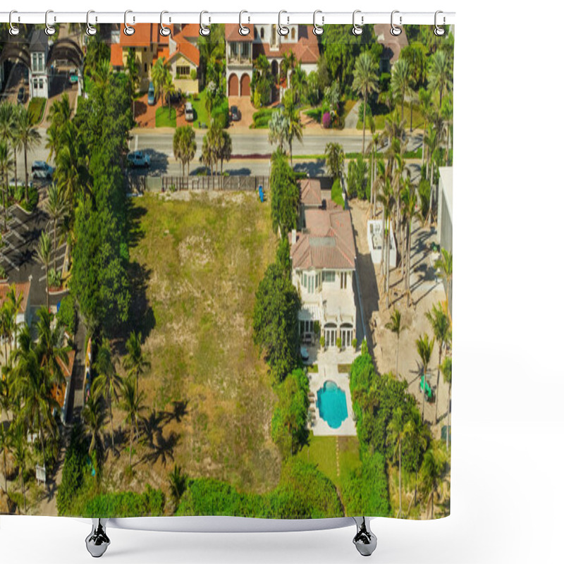 Personality  Aerial Drone Photo Of An Ampty Grassy Field Available For Sale For Home Development Shower Curtains