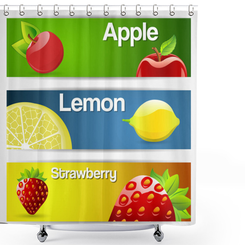 Personality  Set Of Three Fruit Banners: Lemon, Strawberry, Cherry Shower Curtains