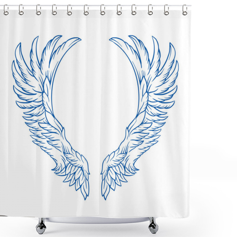 Personality  Wings Tattoo Vector Cartoon Illustration Shower Curtains