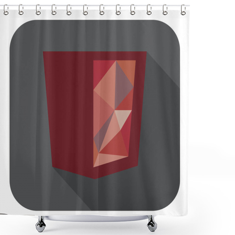 Personality  Vector Illustration Of Dark Red Shield With Ruby On Rails  Sign  Shower Curtains