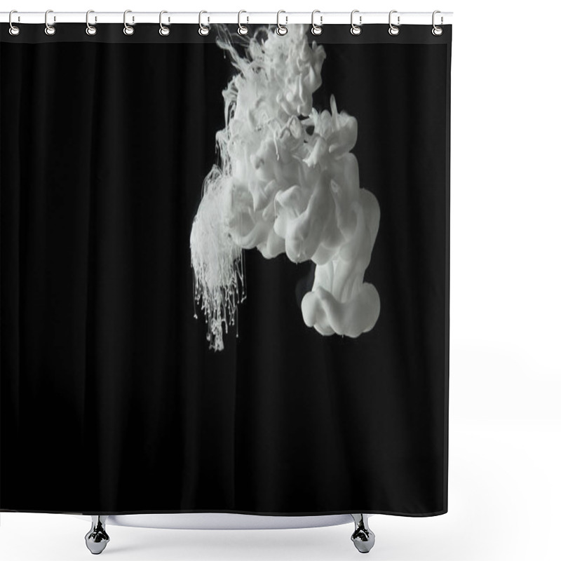 Personality  White Paint Splash Flowing In Water On Black Background Shower Curtains