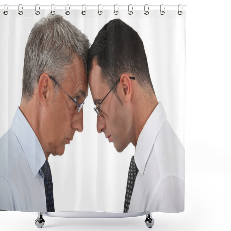 Personality  Businessmen Head To Head Shower Curtains