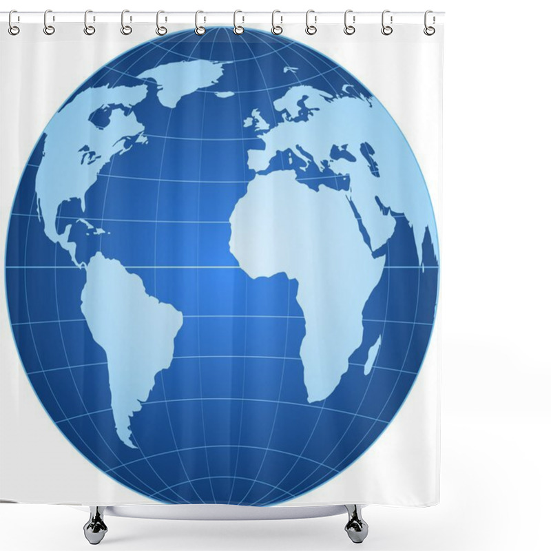 Personality  Blue Globe Isolated On White Background Shower Curtains