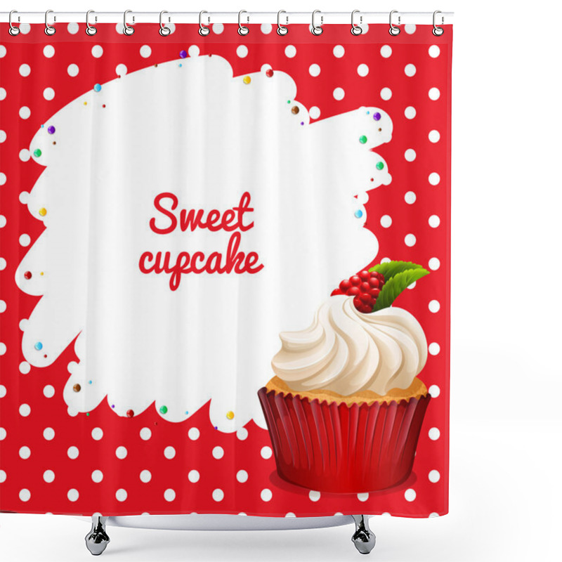 Personality  Cupcake With Rasberry Topping Shower Curtains