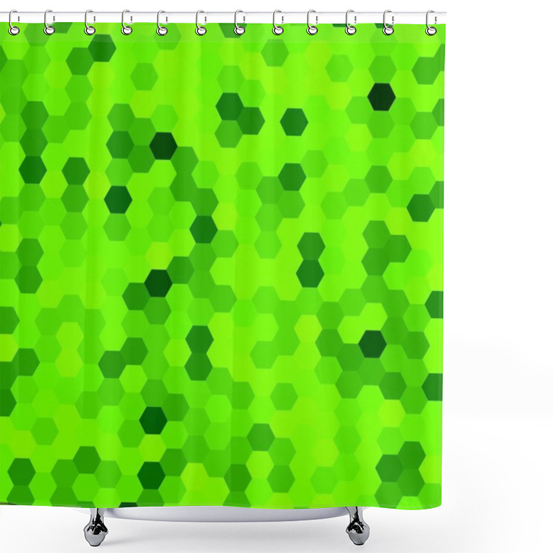 Personality  Geometric Abstract Background For Various Designs - Many Green Hexagon Shapes - Comb Web Design - Decorative Wallpaper Pattern - Hacker Code - Illustration Representing Randomly Colored Mosaic - Honey Shower Curtains