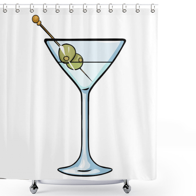 Personality  Cartoon Martini Glass With Green Olives Shower Curtains