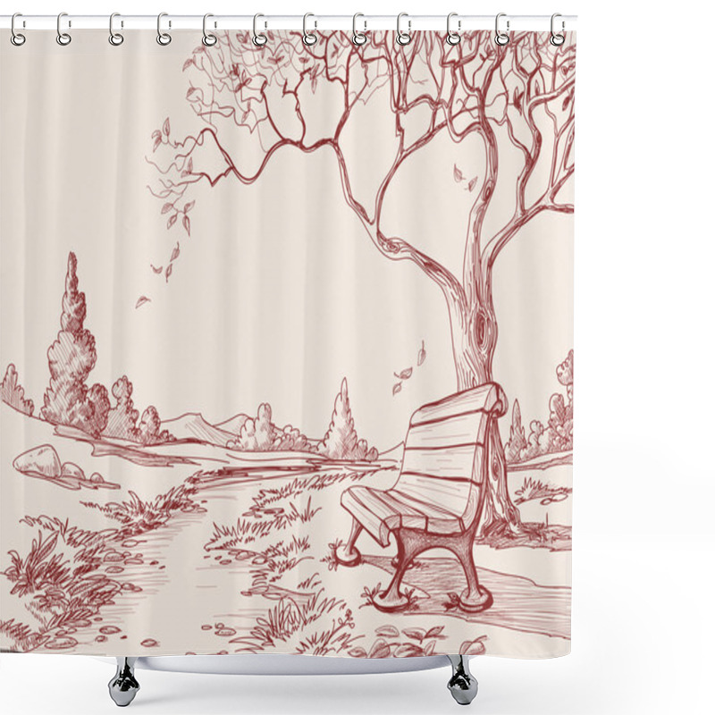 Personality  Autumn Park Shower Curtains