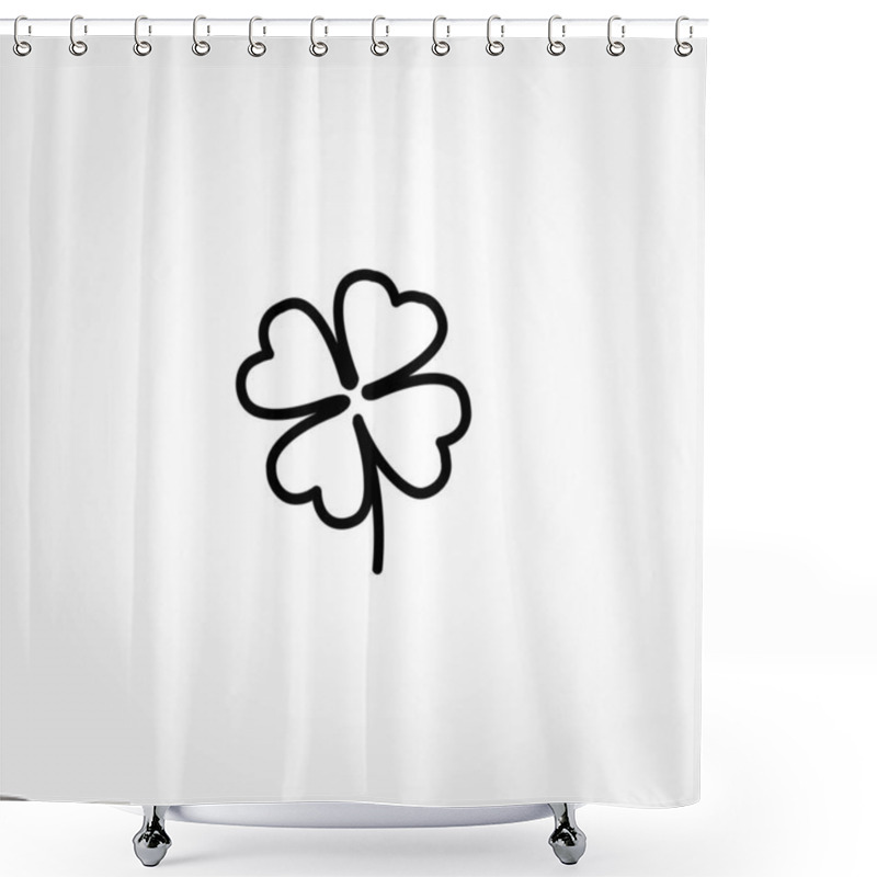 Personality  Four Leaf Clover Line Icon. Four Leaf Clover Isolated Line Icon Shower Curtains