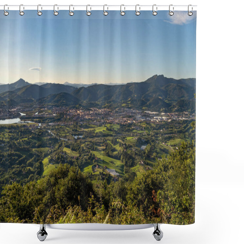 Personality  Panoramic View Of Irun, Basque Country On The Early Morning. Summer Landscape. Famous Travel Destination. Shower Curtains