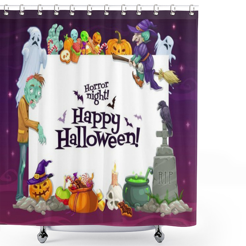 Personality  Halloween Ghosts, Pumpkings, Witch And Zombie Shower Curtains