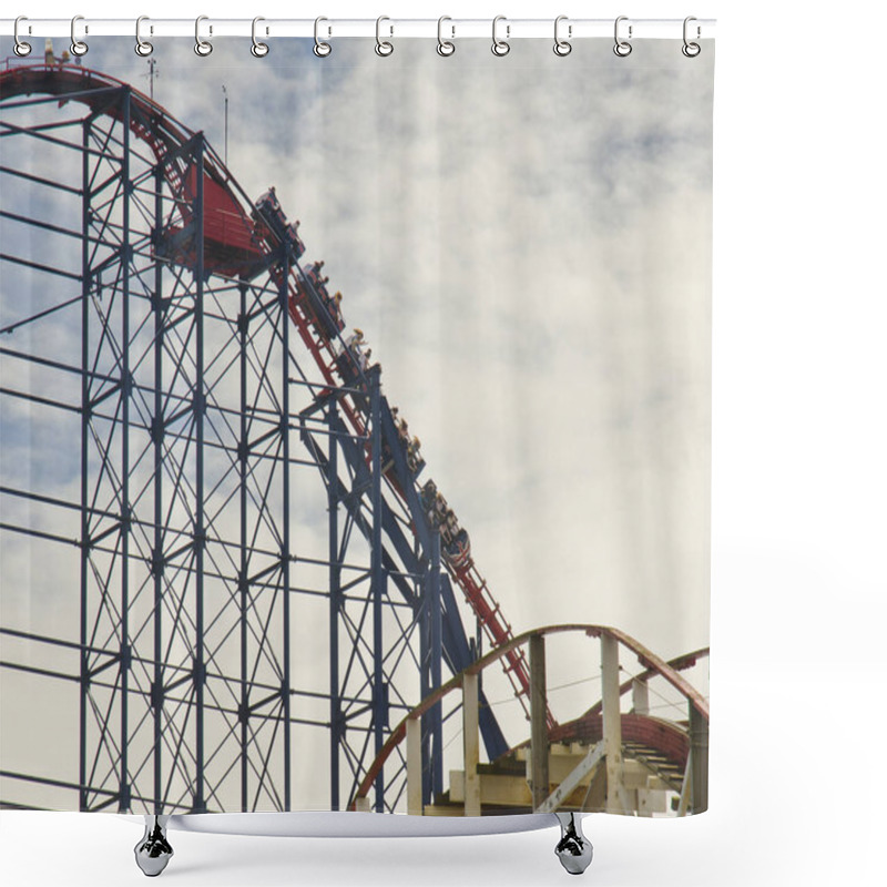 Personality  BLACKPOOL, UNITED KINGDOM - JUNE 24: Big One Rollercoaster At Blackpool Pleasure Beach On June 24, 2014  Shower Curtains