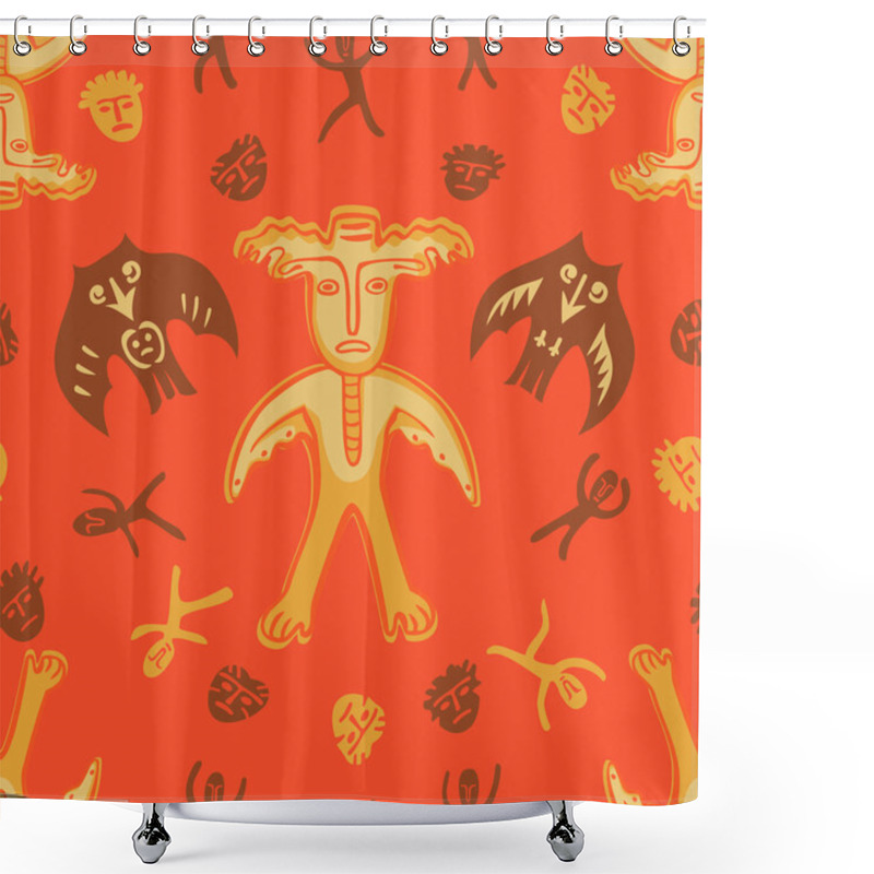 Personality  Vector Man-moose Seamless Pattern Red Shower Curtains