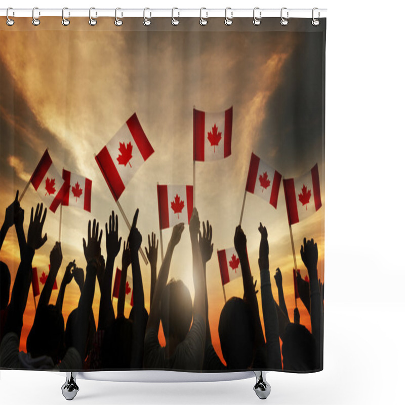 Personality  People Waving Canadian Flags Shower Curtains