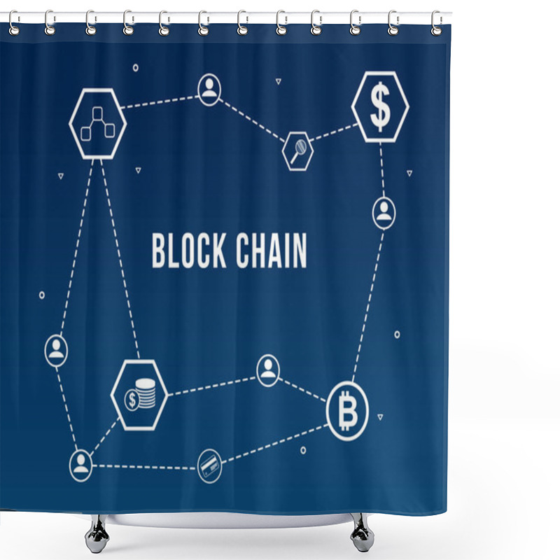 Personality  Block Chain Word With Icon Shower Curtains