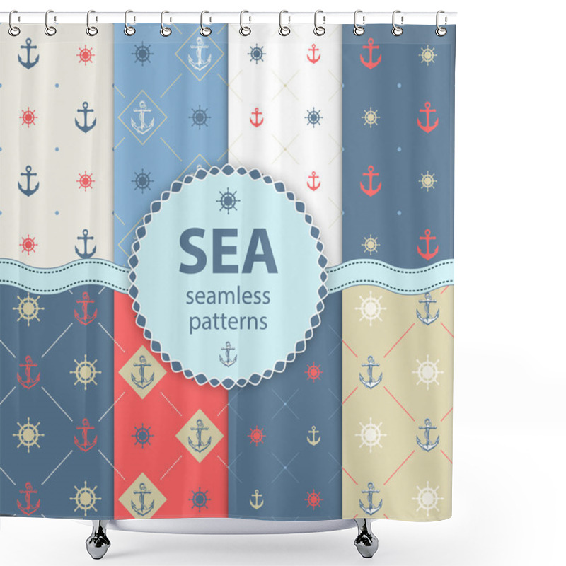 Personality  Seamless Patterns Vector Aqua Background Set Wallpaper Shower Curtains