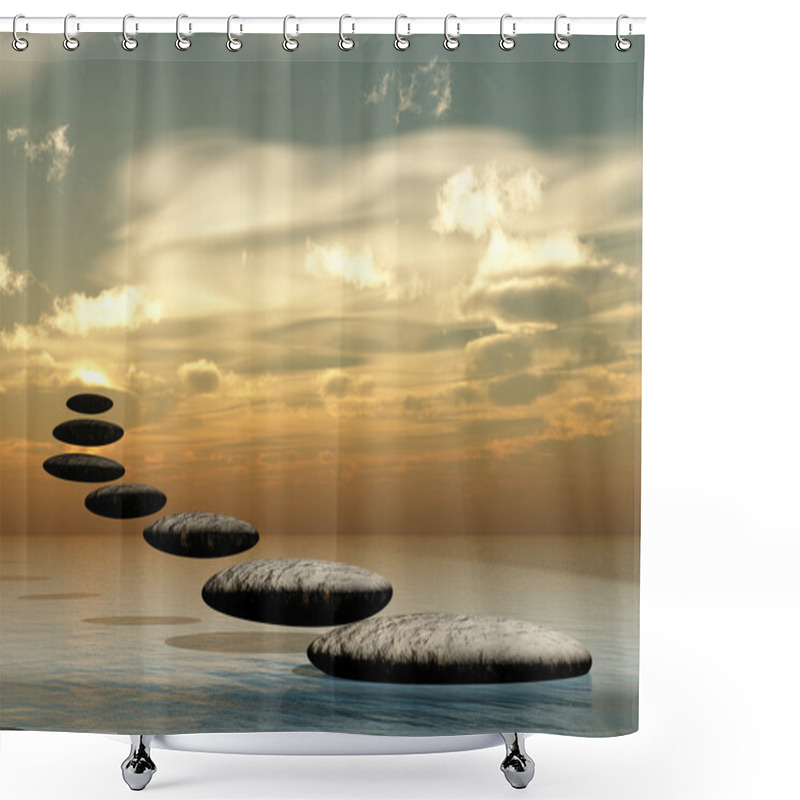 Personality  Path Form Zen Stone To Sun Shower Curtains