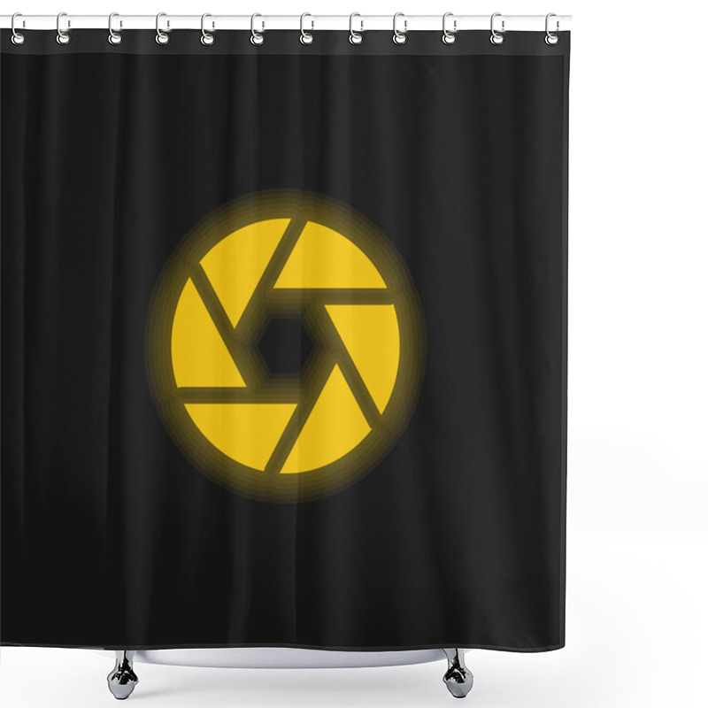 Personality  Aperture Yellow Glowing Neon Icon Shower Curtains