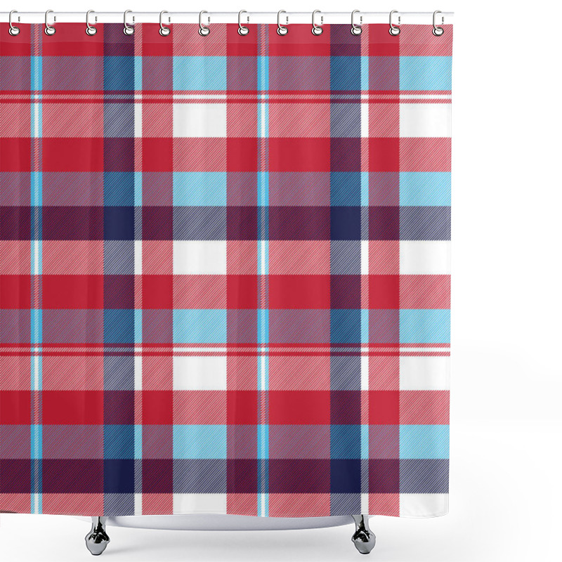 Personality  Red Check Plaid Seamless Fabric Texture Shower Curtains